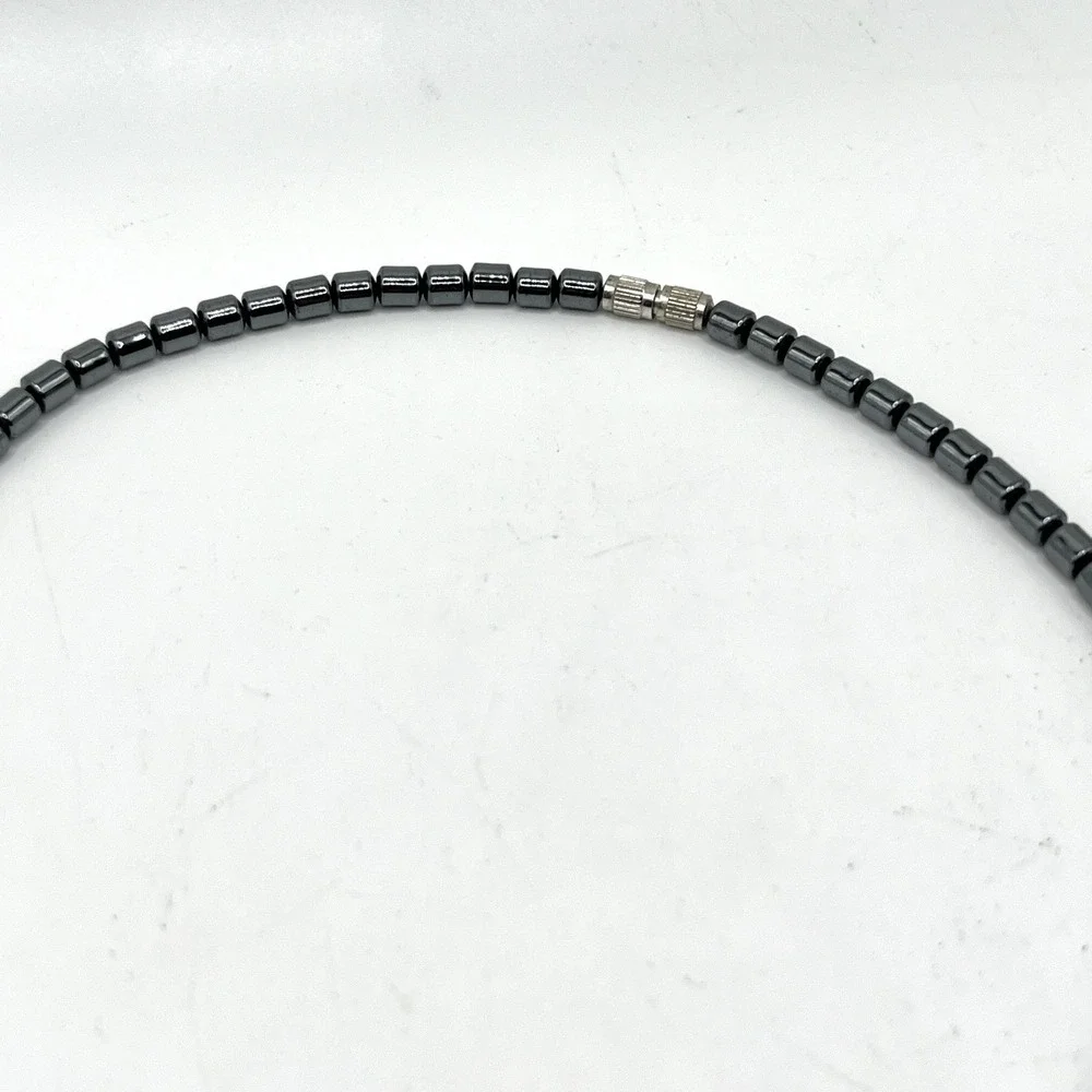 Handmade Hematite & Tiger Eye Mixed Beads Pendant Heart Necklace 16